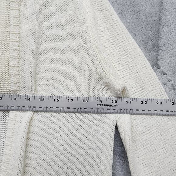 Cable & Gauge Cardigan Womens M Cream Hooded Open Front Long Sleeve Knit Pockets - Picture 7 of 9